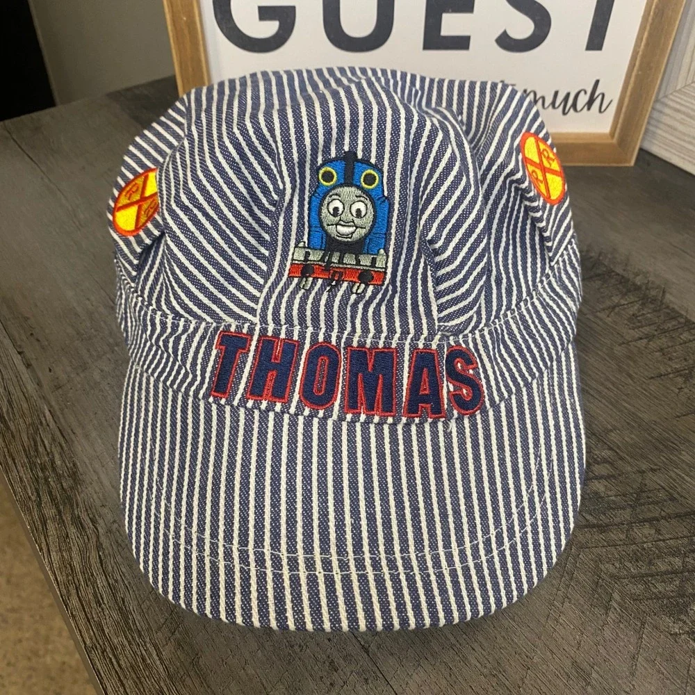 Thomas & Friends Kids Engineer Hat Hickory Stripe Conductor Cap Cotton Blue